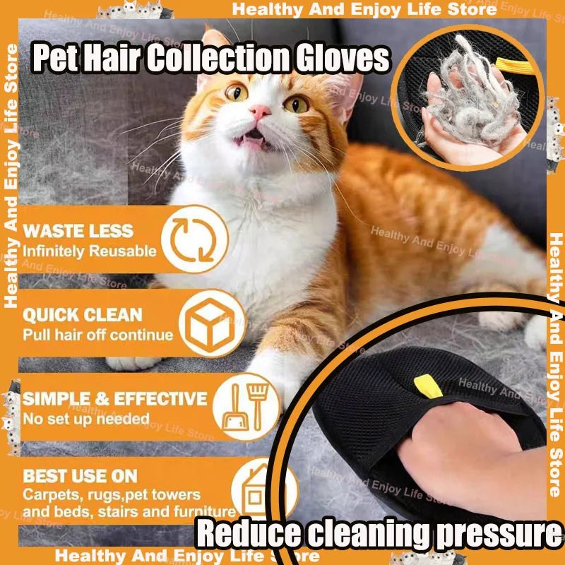 Pet Hair Removal & Grooming Gloves – Multi-Functional Cleaning & Deshedding Tool